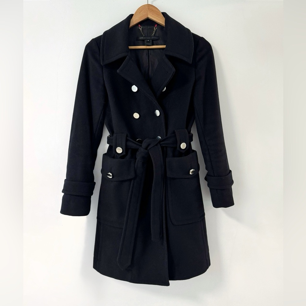 Marc By Marc Jacobs | Black Felt Wool Pea Coat Military Style XS